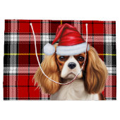 Karierter Cavalier Spaniel Dog Lover Holiday Große Geschenktüte (Rückseite)