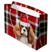 Karierter Cavalier Spaniel Dog Lover Holiday Große Geschenktüte (Rückseite Schrägansicht)