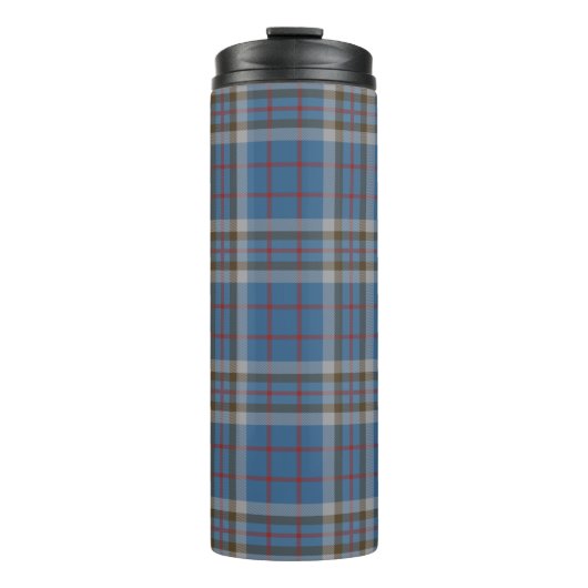 Karierter Clan Thompson Tartan Blue Gray Karo Kaff Thermosbecher (Vorderseite)