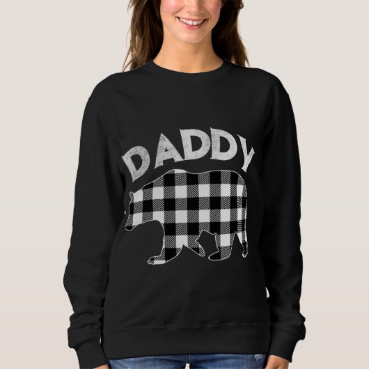 Karierter Daddy Bär - Schwarz und Weiß Buffalo Wei Sweatshirt (Vorderseite)