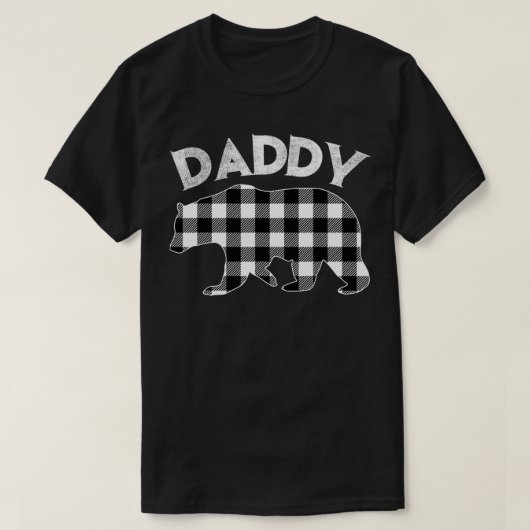 Karierter Daddy Bär - Schwarz und Weiß Buffalo Wei T-Shirt (Design vorne)