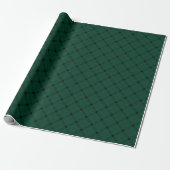 Karierter Deep Forest Green und Black Diagonal Geschenkpapier (Ungerollt)