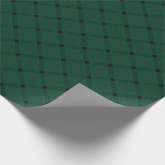 Karierter Deep Forest Green und Black Diagonal Geschenkpapier (Ecke)
