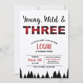 Karierter Dritter Geburtstag Einladung Young Wild 