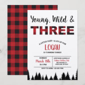 Karierter Dritter Geburtstag Einladung Young Wild  (Vorne/Hinten)