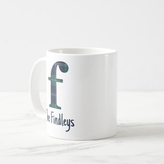 Karierter Druckminderbuchstabe (Initial und Name) Kaffeetasse (Vorderseite Links)