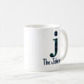 Karierter Druckminderbuchstabe j Anfangsbuchstabe Kaffeetasse (VorderseiteRechts)