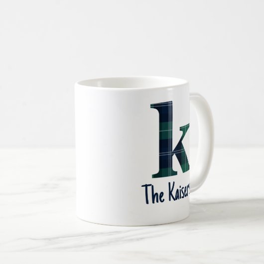 Karierter Druckminderbuchstabe k Anfangsbuchstabe Kaffeetasse (VorderseiteRechts)
