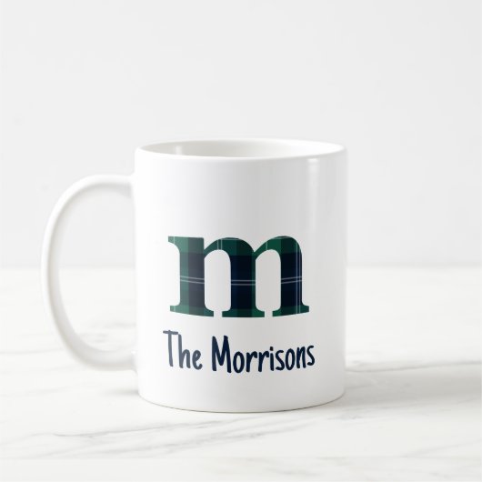 Karierter Druckminderbuchstabe m Anfangsbuchstabe Kaffeetasse (Links)