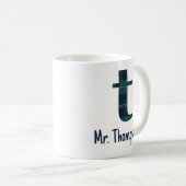 Karierter Druckminderbuchstabe t Anfangsbuchstabe Kaffeetasse (VorderseiteRechts)