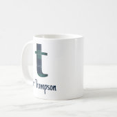 Karierter Druckminderbuchstabe t Anfangsbuchstabe Kaffeetasse (Vorderseite Links)