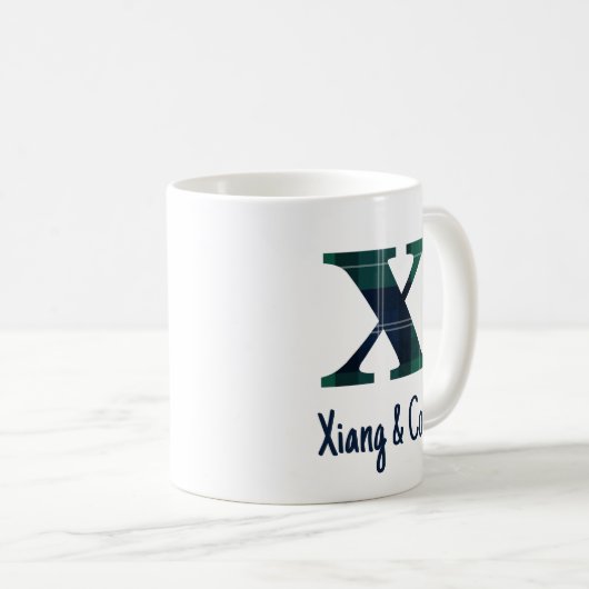 Karierter Druckminderbuchstabe x Anfangsbuchstabe  Kaffeetasse (VorderseiteRechts)
