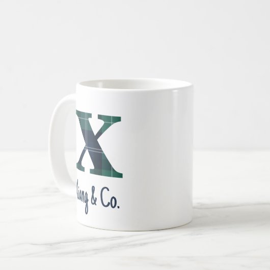 Karierter Druckminderbuchstabe x Anfangsbuchstabe  Kaffeetasse (Vorderseite Links)