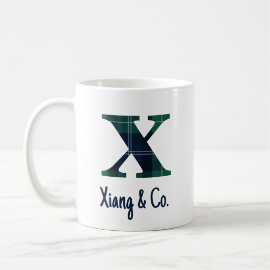Karierter Druckminderbuchstabe x Anfangsbuchstabe Kaffeetasse (Links)