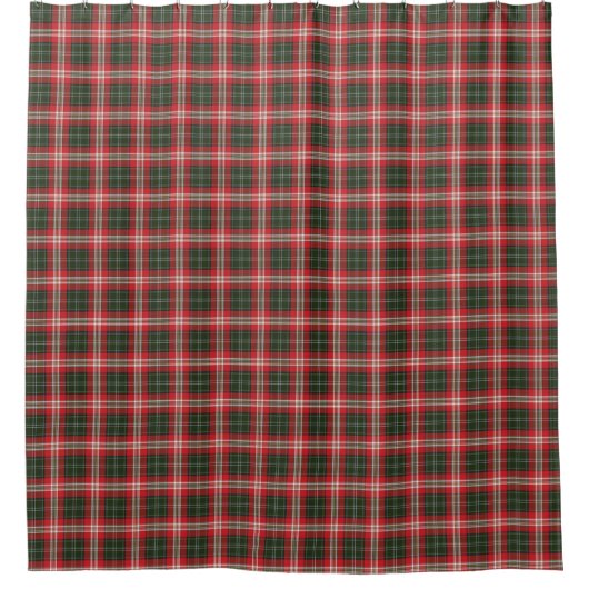 Karierter dunkelgrüner, roter und weißer Tartan Duschvorhang (Vorderseite)