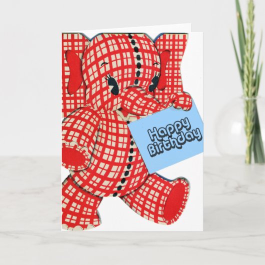 Karierter Elefant Geburtstag Karte (Vorderseite)