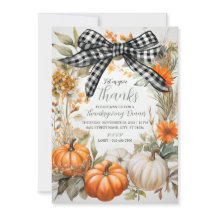 Karierter Erntedank Abendessen Party Einladung