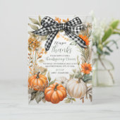 Karierter Erntedank Abendessen Party Einladung (Stehend Vorderseite)