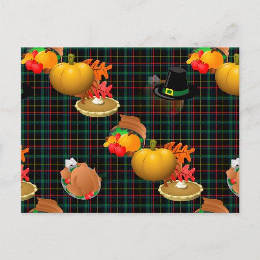 karierter Erntedank Feiertagspostkarte (Vorderseite)