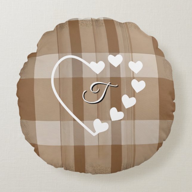 karierter Erntedank im Herbst Rundes Kissen (Vorderseite)