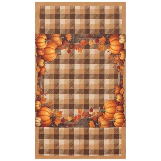 Karierter Erntedank mit Pumpkin-Grenze Tischdecke (Vorderseite)
