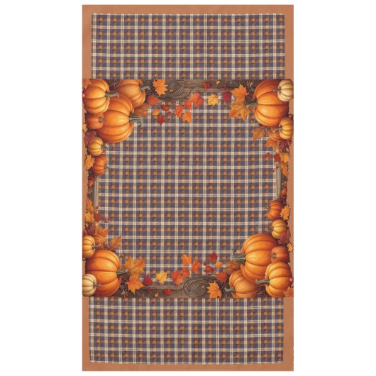Karierter Erntedank mit Pumpkin-Grenze Tischdecke (Vorderseite)
