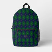 Karierter Extravaganter Monogrammname Bedruckter Rucksack (Vorderseite)