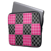 Karierter Fall Rosa und Schwarz Laptopschutzhülle (Vorderseite Links)