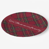 Karierter Familienname in Rot und Grün Pappteller (Schrägansicht)