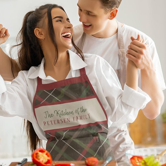 Karierter Familienname personalisiert Schürze