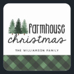 Karierter Familienname Quadratischer Aufkleber<br><div class="desc">Country Christmas Kariert Familienname Square Sticker - Einzigartig, Bauernhof, Weihnachtsaufkleber mit handgeschriebenem Text, der "Bauernweihnachtsstaufeln" mit grünem kariert und mit Ihrem Familiennamen oder Firmennamen personalisiert ist. Was für eine festliche Touch für Ihr Urlaubsgeschenk, Unterhaltung oder Urlaubskorrespondenz. Aufkleber sind Teil einer Sammlung. Entworfen von Beverly Bainbridge Homespun Hütte Designs E: homespuncottagedesigns@gmail.com...</div>