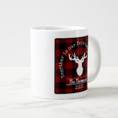 Karierter Familienname Rot und Schwarz Buffalo Jumbo-Tasse (Vorderseite Rechts)