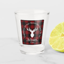 Karierter Familienname Rot und Schwarz Buffalo Schnapsglas