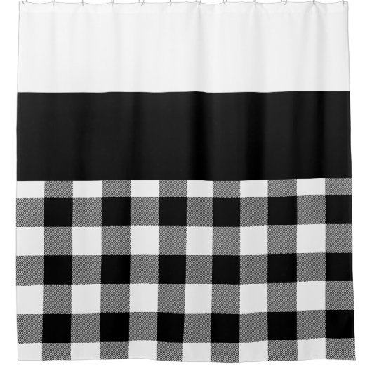 Karierter Farbblock Schwarz-Weiß-Buffalo Duschvorhang (Vorderseite)