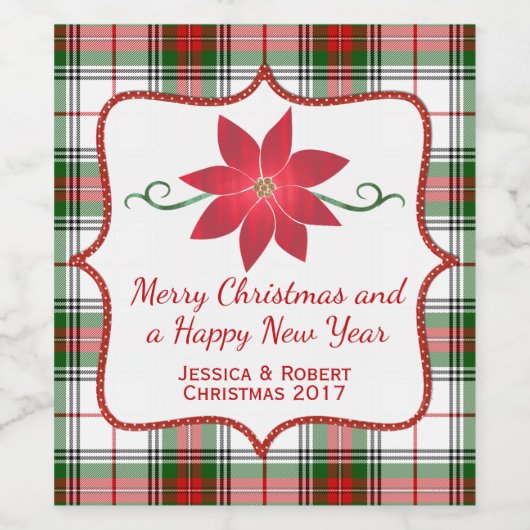 Karierter Feiertag Weinetikett (Einzelnes Label)