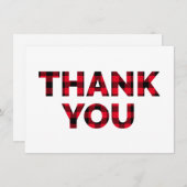 Karierter, fettgedruckter Text in Rot und Schwarz  Dankeskarte (Vorne/Hinten)