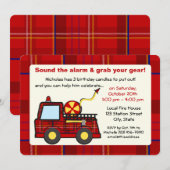 Karierter Feuerzug Geburtstag Einladung (Vorne/Hinten)