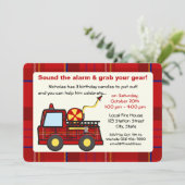 Karierter Feuerzug Geburtstag Einladung (Stehend Vorderseite)