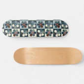 Karierter floral Gingham Patch Style Editierbar Skateboard (Horizontal)