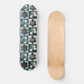 Karierter floral Gingham Patch Style Editierbar Skateboard (Vorderseite)