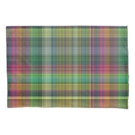 Karierter gelber rosa grüner Tartan Kissenbezug