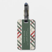 Karierter Gepäckanhänger in Beige Red Green Tartan (Rückseite vertikal)