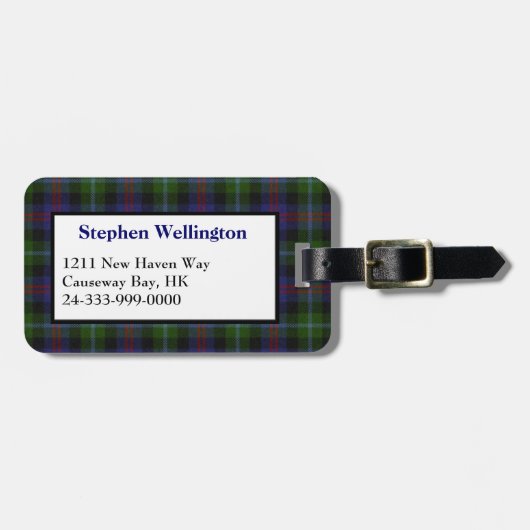 Karierter Gepäcktag in Wellington Tartan Gepäckanhänger (Vorderseite horizontal)
