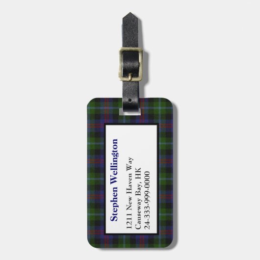 Karierter Gepäcktag in Wellington Tartan Gepäckanhänger (Vorderseite vertikal)