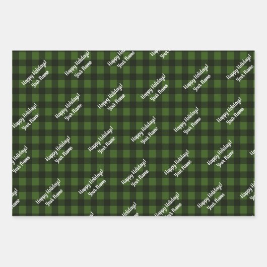 karierter Gingham-Karo am Büffel Frohe Weihnachten Geschenkpapier Set (Vorderseite 3)