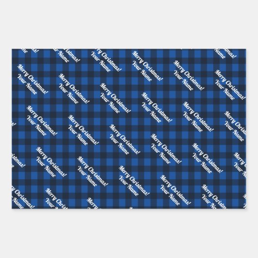 karierter Gingham-Karo am Büffel Frohe Weihnachten Geschenkpapier Set (Vorderseite 2)
