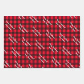 karierter Gingham-Karo am Büffel Frohe Weihnachten Geschenkpapier Set (Vorderseite)