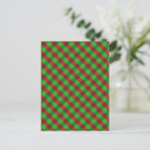 Karierter Glitzer rot/grün Postkarte (Stehend Vorderseite)