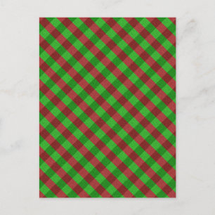 Karierter Glitzer rot/grün Postkarte