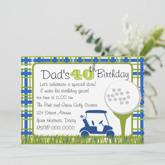Karierter Golf Einladung (Stehend Vorderseite)